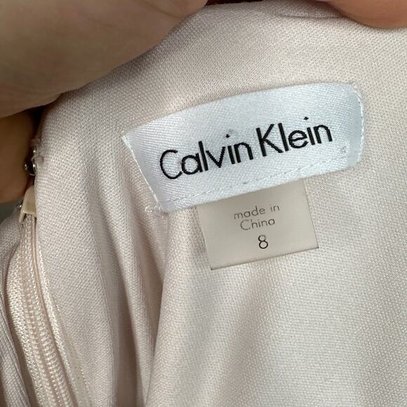 Calvin Klein Off White Flutter Cape Sleeve Sheath Dress - Picture 6 of 8